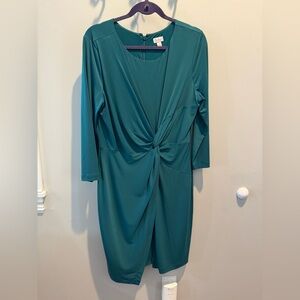 Green faux wrap dress